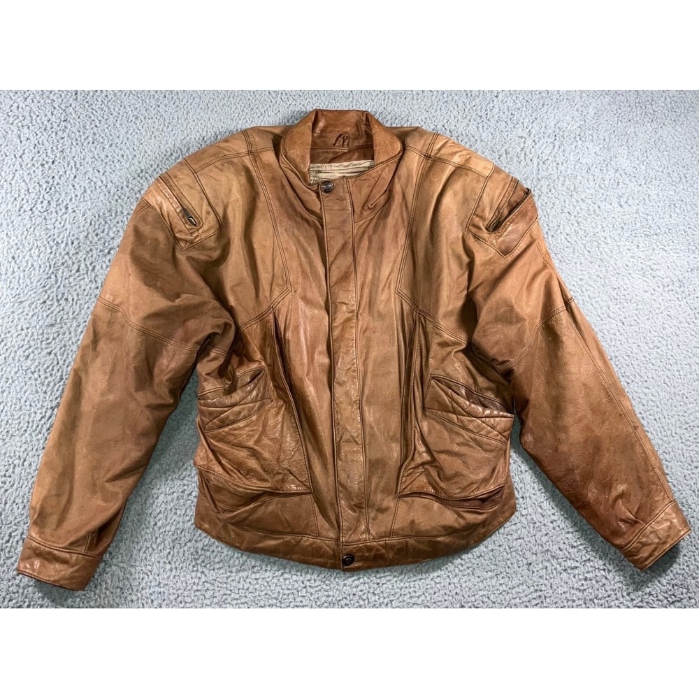 Vintage Adventure Bound Leather Jacket Men M‎ Full Zip Bomber Thinsulate Grandpa
